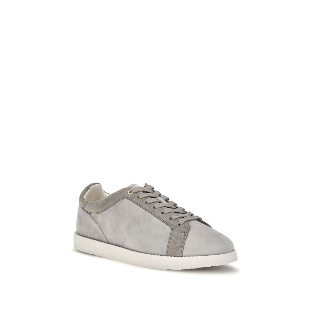 Graue Wildleder-Sneakers mit niedrigem Schaft