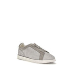 Graue Wildleder-Sneakers mit niedrigem Schaft