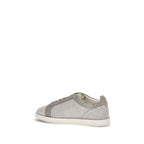 Graue Wildleder-Sneakers mit niedrigem Schaft