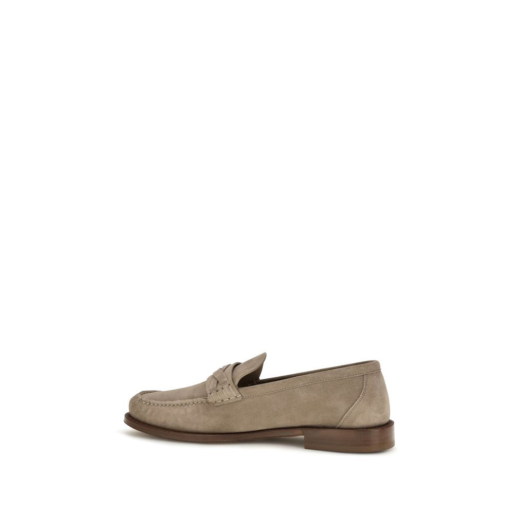 Beige Wildleder-Loafer zum Hineinschlüpfen