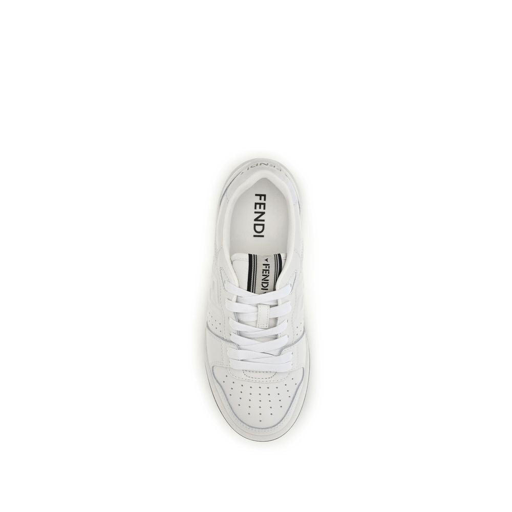 Weiße Kalbsleder Bos Taurus Athletic Sneaker Fendi