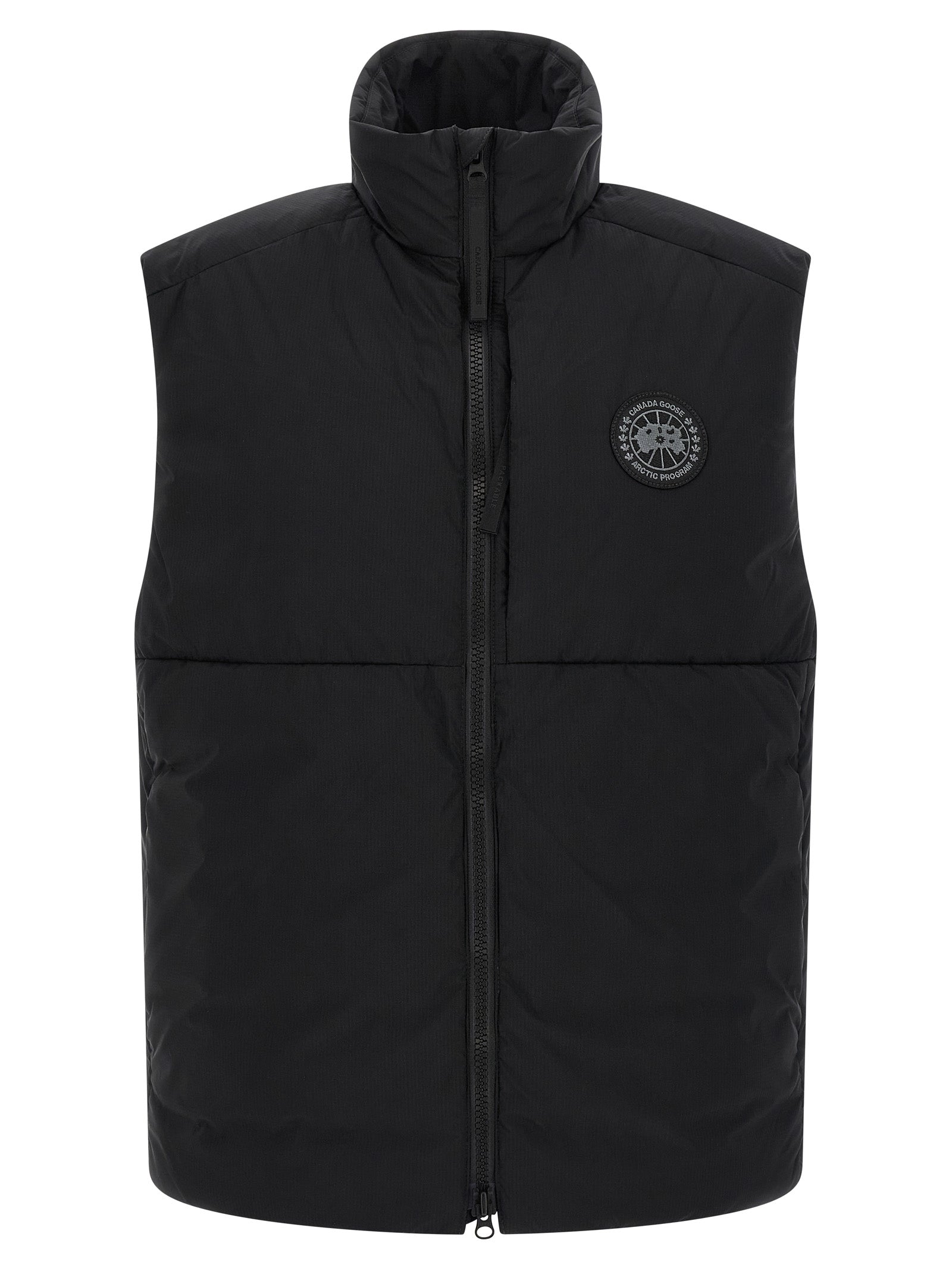 Schwarze ärmellose Jacke aus Polyamid
