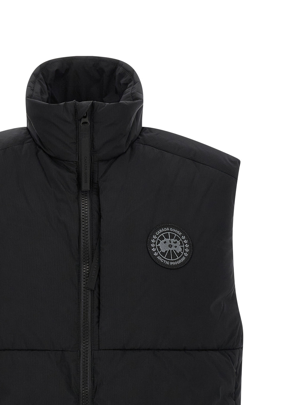 Schwarze ärmellose Jacke aus Polyamid