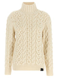 Weiße Strickjacke aus reiner Schurwolle