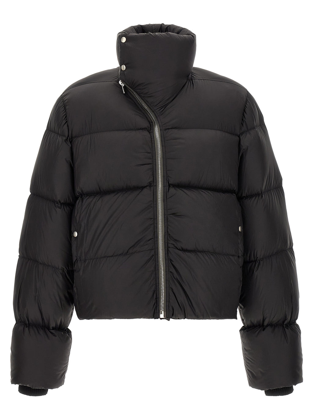 Schwarze Nylon-Jacke in voller Länge