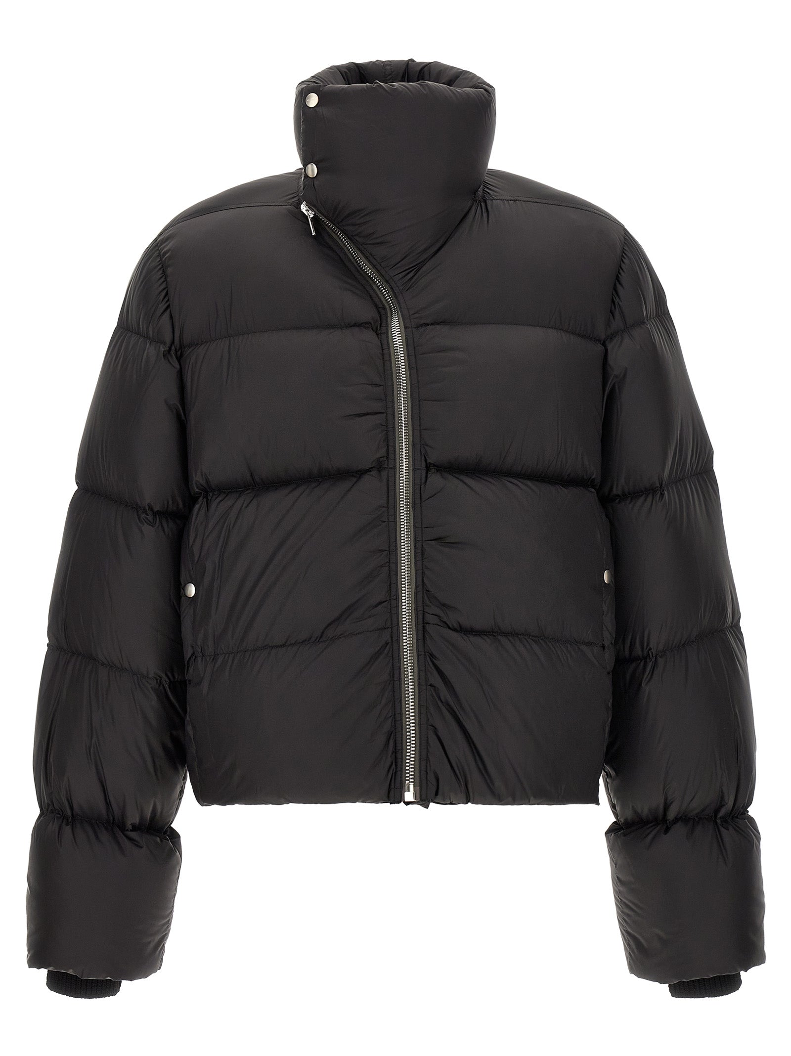Schwarze Nylon-Jacke in voller Länge