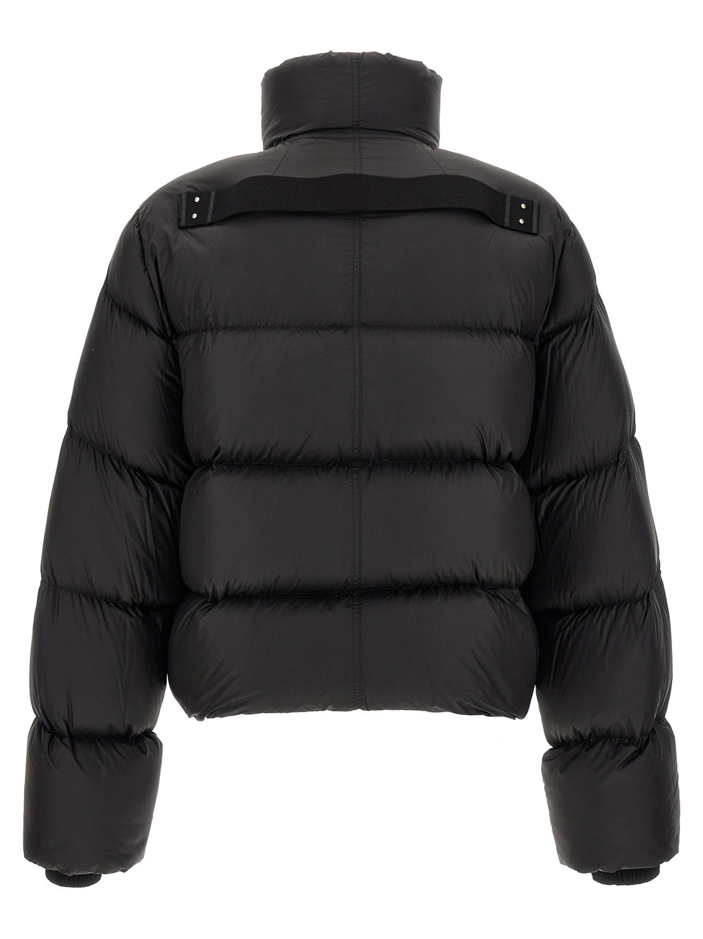 Schwarze Nylon-Jacke in voller Länge