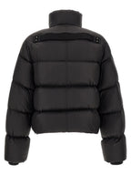 Schwarze Nylon-Jacke in voller Länge