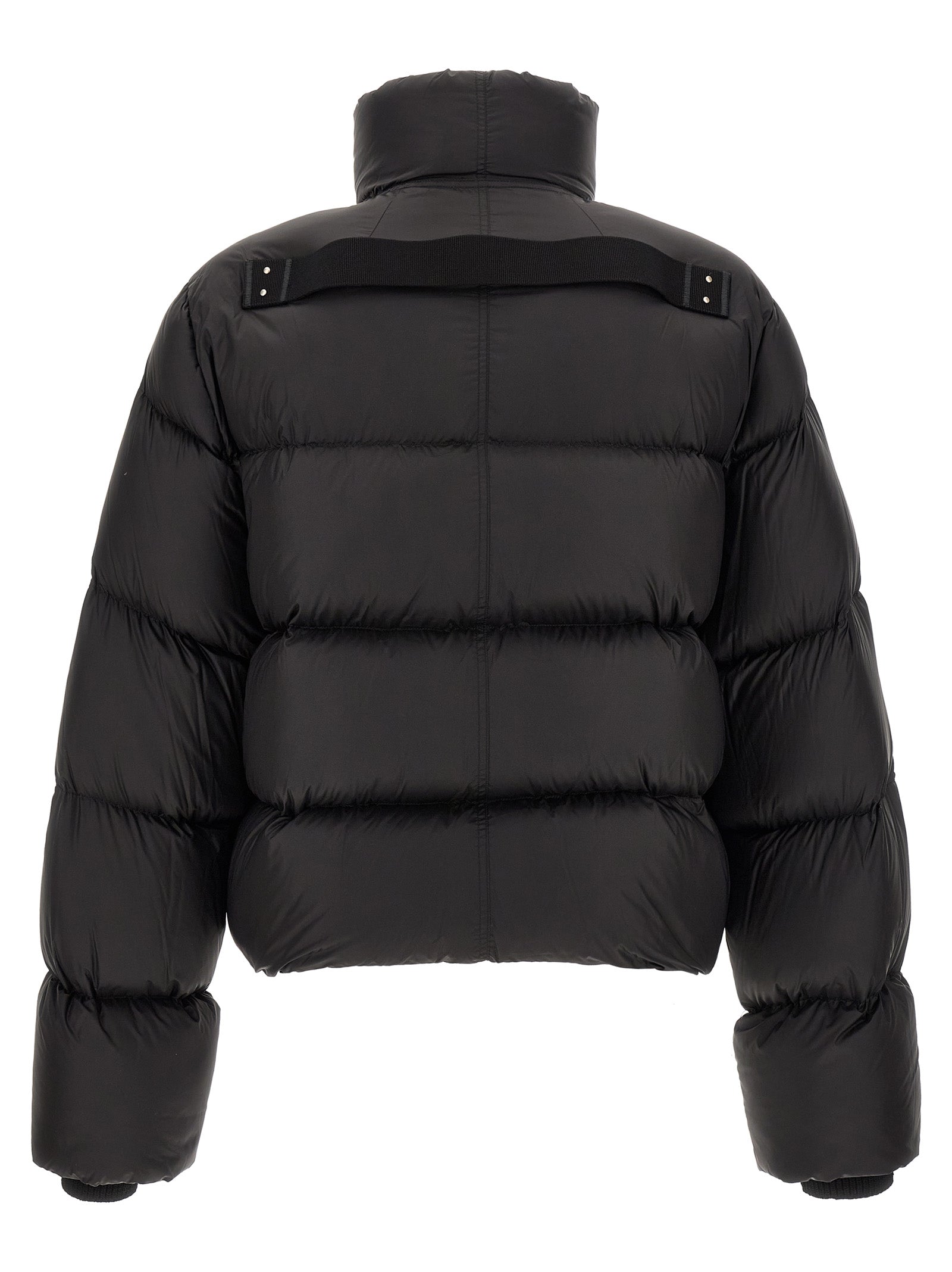Schwarze Nylon-Jacke in voller Länge