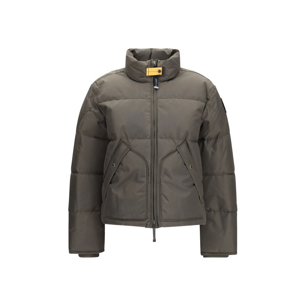 Zweifarbige Polyamid-Steppjacke in voller Länge