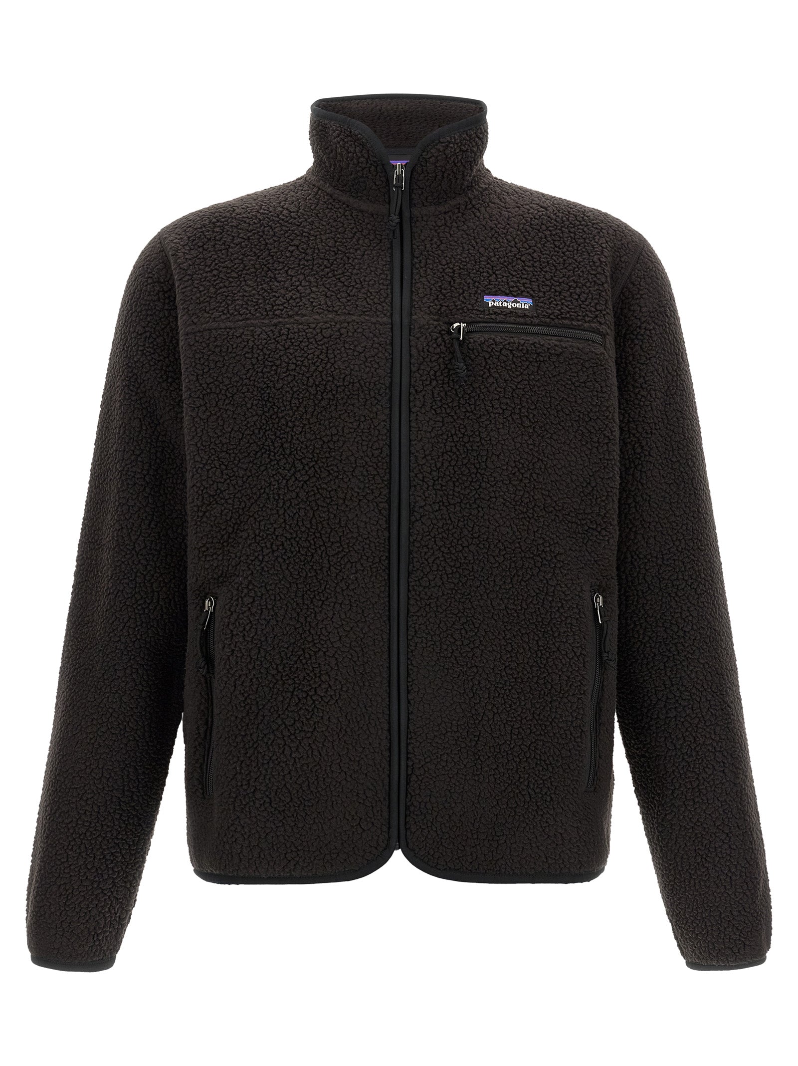 Schwarze Polyester-Jacke in voller Länge