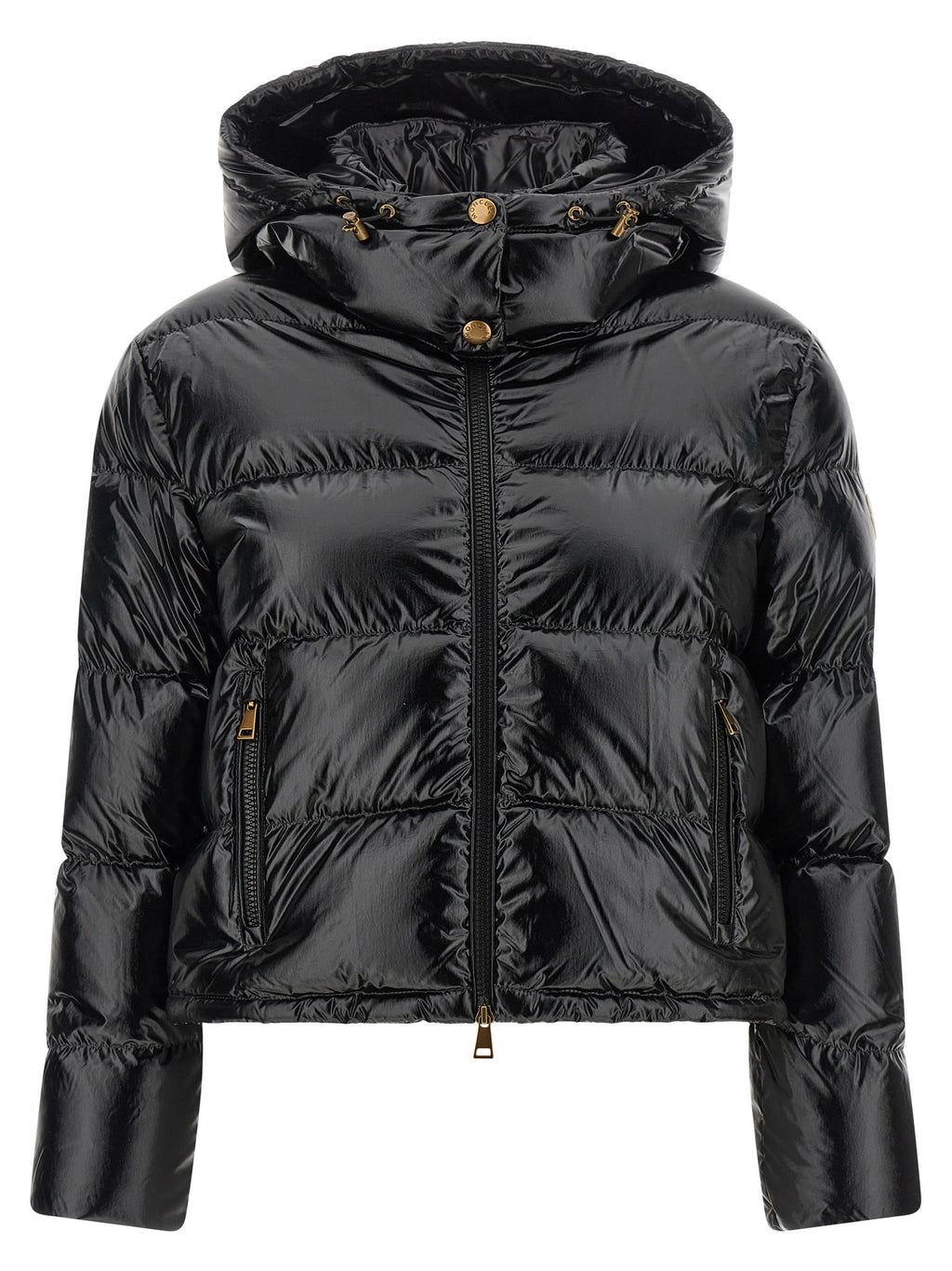 Schwarze Polyamid-Jacke in voller Länge