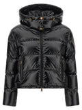 Schwarze Polyamid-Jacke in voller Länge
