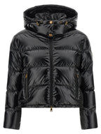 Schwarze Polyamid-Jacke in voller Länge