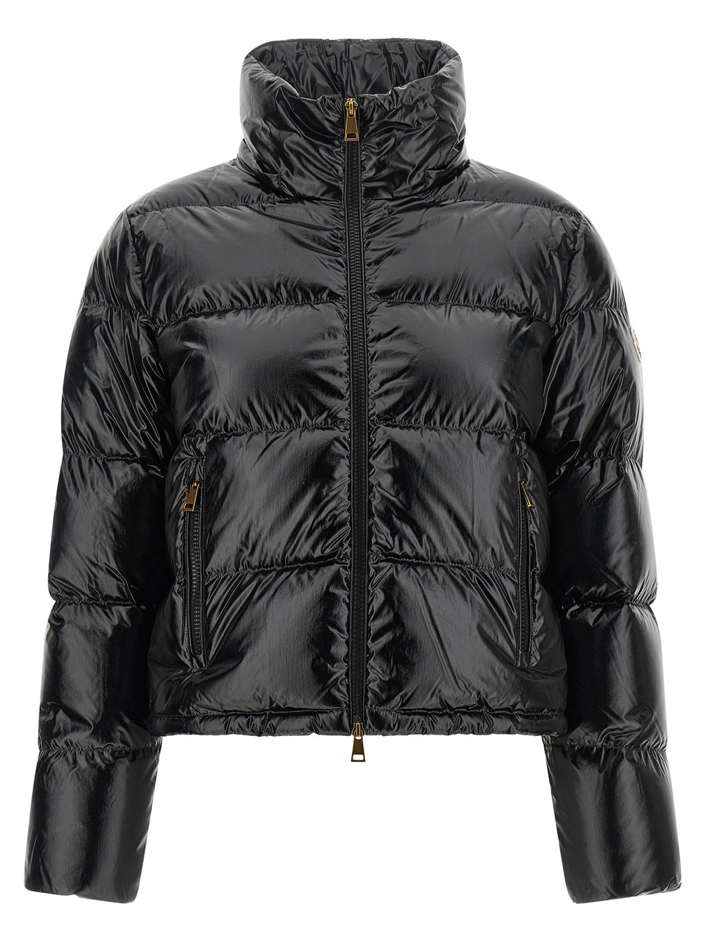 Schwarze Polyamid-Jacke in voller Länge