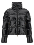 Schwarze Polyamid-Jacke in voller Länge