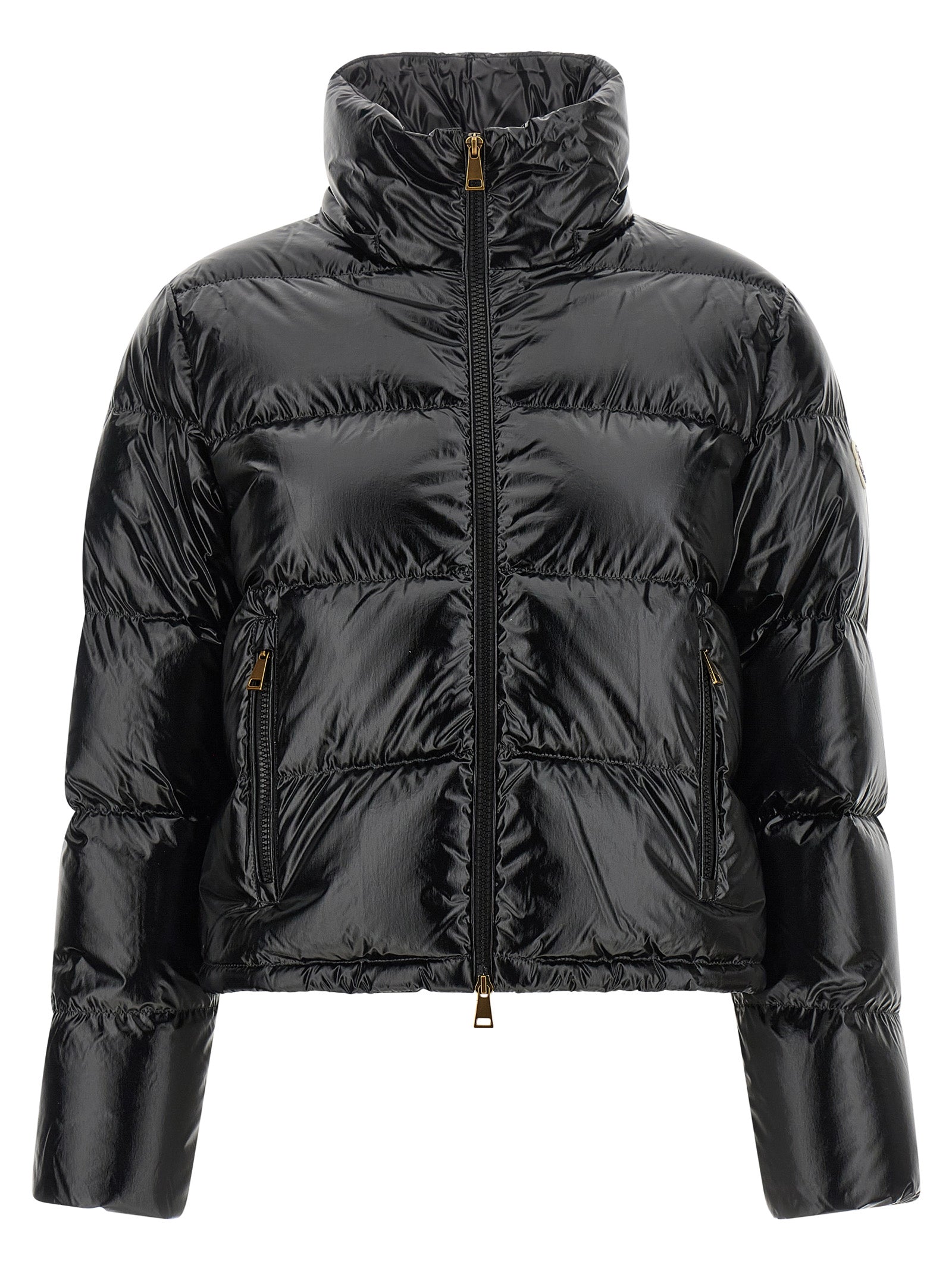 Schwarze Polyamid-Jacke in voller Länge