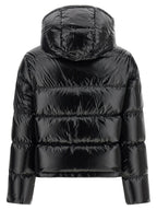 Schwarze Polyamid-Jacke in voller Länge