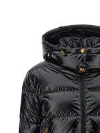 Schwarze Polyamid-Jacke in voller Länge