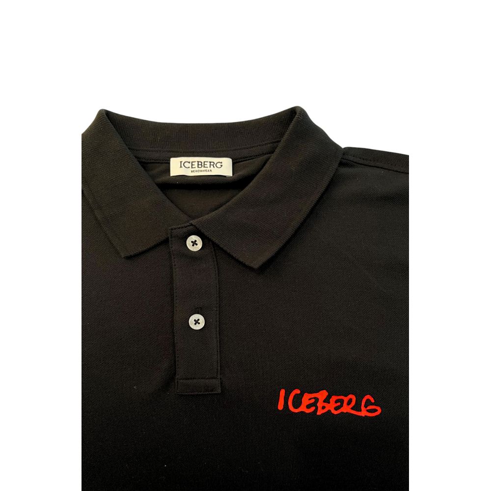 Schwarzes Herren-Poloshirt aus Baumwolle