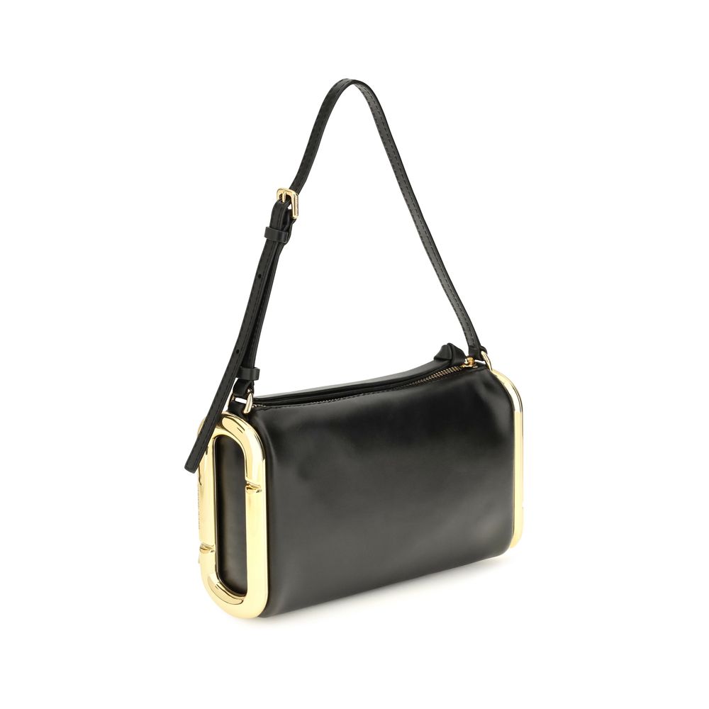 Schwarze Bos Taurus Kalbsleder Schultertasche