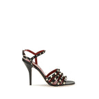 Schwarze Stilettosandalen aus Ziegenleder