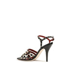 Schwarze Stilettosandalen aus Ziegenleder