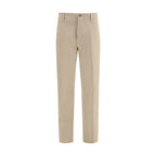 Beige Cotton Casual Pants