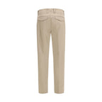 Beige Cotton Casual Pants