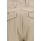 Beige Cotton Casual Pants