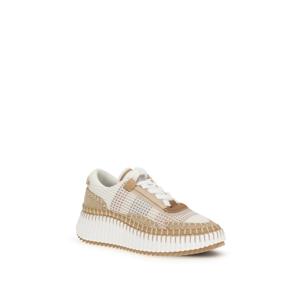 Beigefarbene Sportschuhe aus Nylon