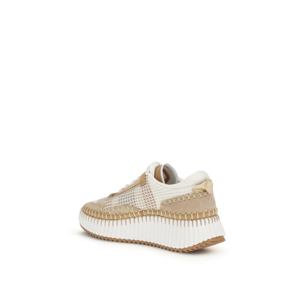 Beigefarbene Sportschuhe aus Nylon