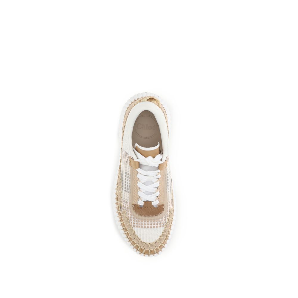 Beigefarbene Sportschuhe aus Nylon