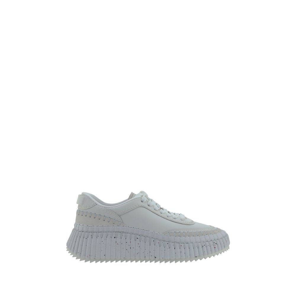 Weiße Bos Taurus Kalbsleder Plateau-Sneaker