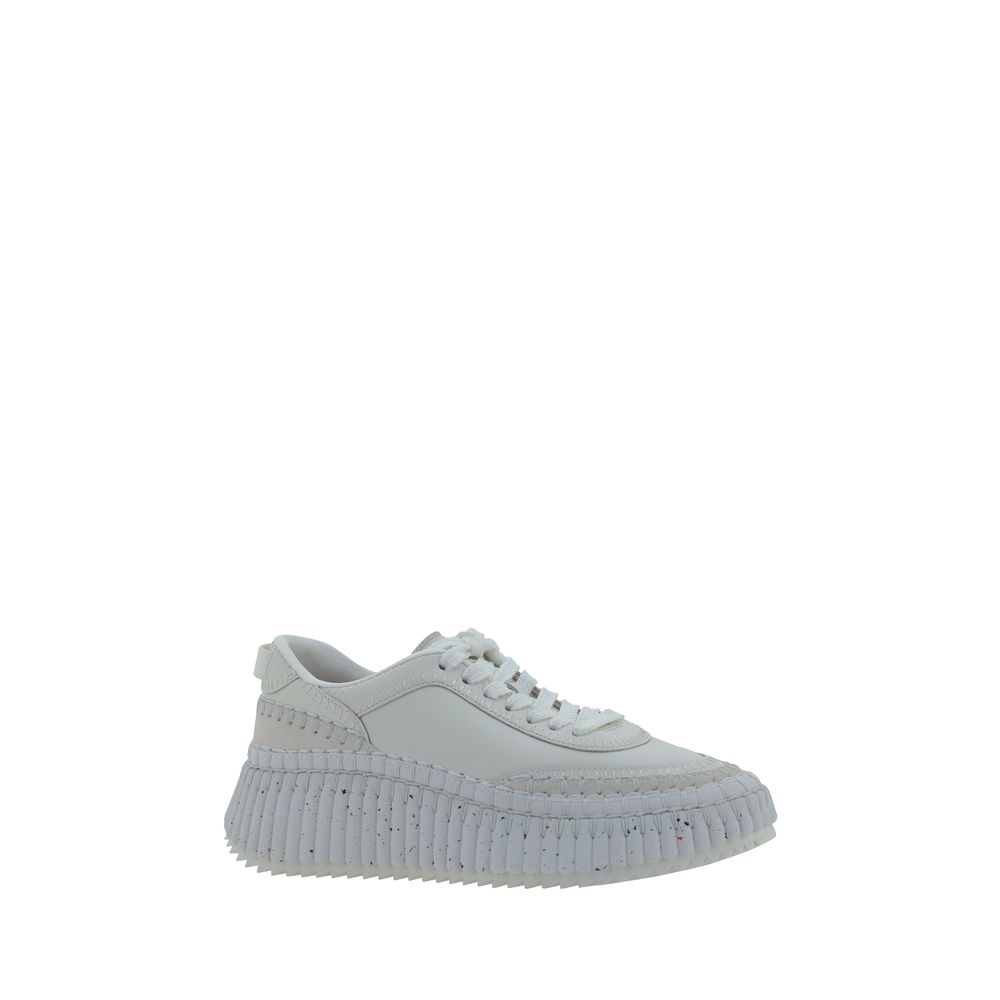 Weiße Bos Taurus Kalbsleder Plateau-Sneaker