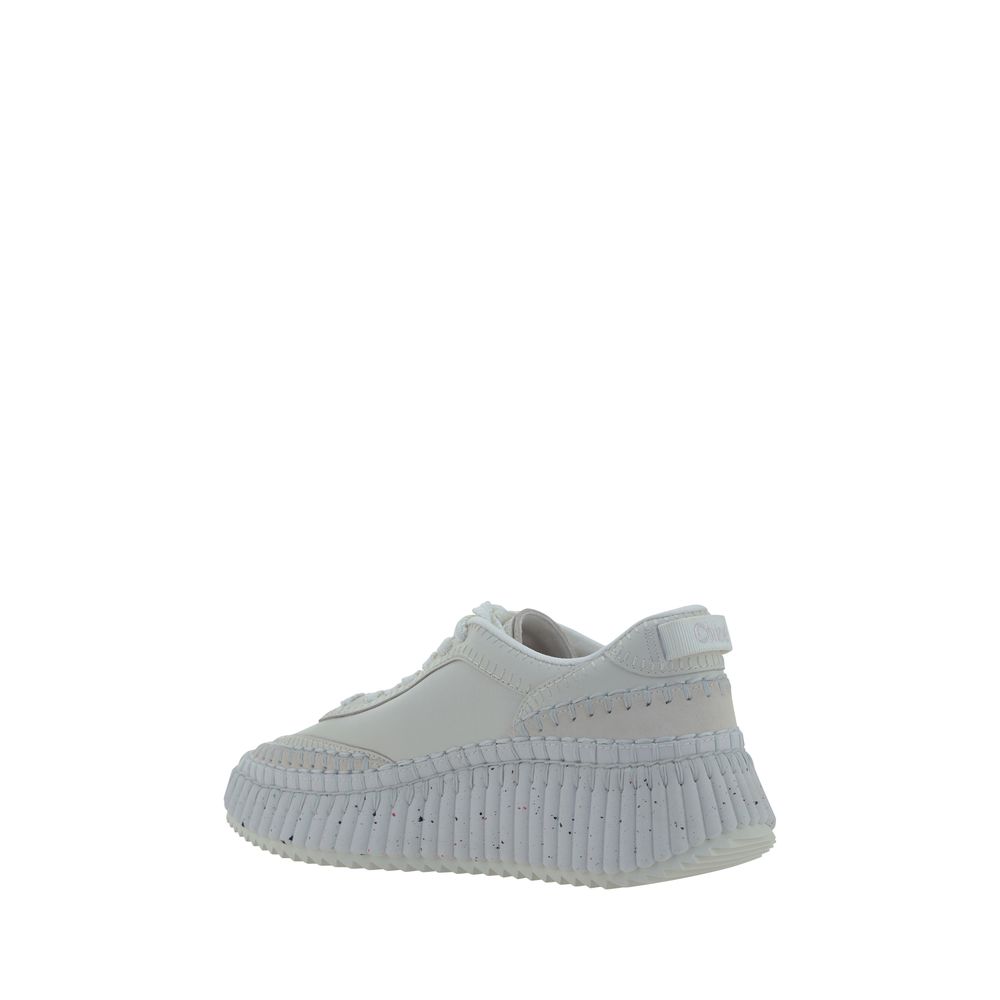Weiße Bos Taurus Kalbsleder Plateau-Sneaker
