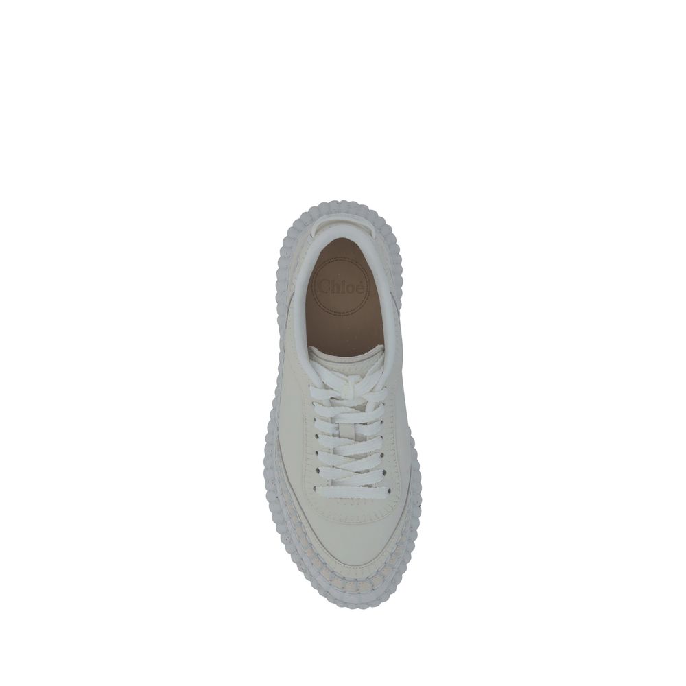 Weiße Bos Taurus Kalbsleder Plateau-Sneaker