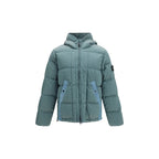 Zweifarbige Polyamid-Steppjacke in voller Länge