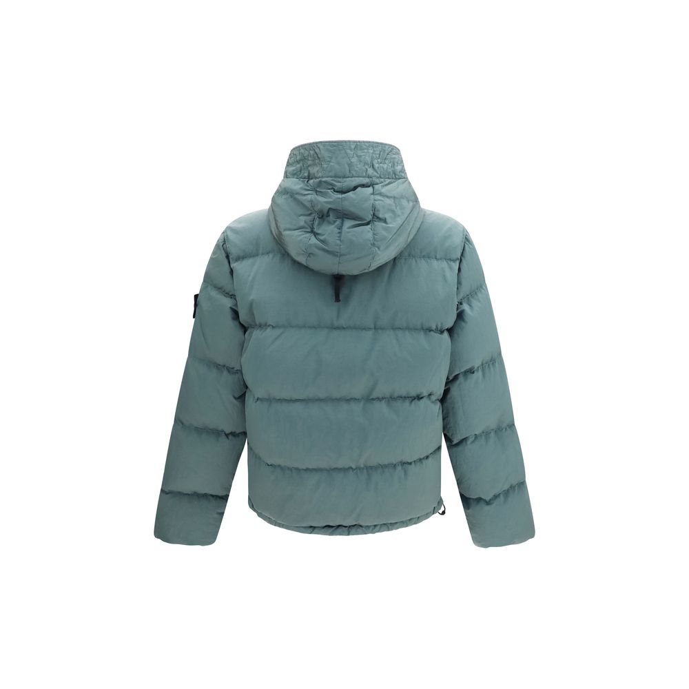 Zweifarbige Polyamid-Steppjacke in voller Länge