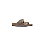 Graue synthetische Sandalen mit flachem Absatz