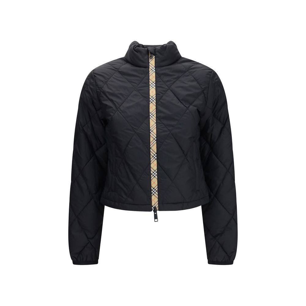 Schwarze Polyamid-Jacke in voller Länge