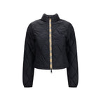 Schwarze Polyamid-Jacke in voller Länge