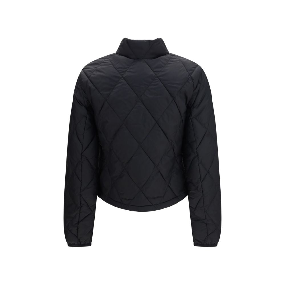 Schwarze Polyamid-Jacke in voller Länge