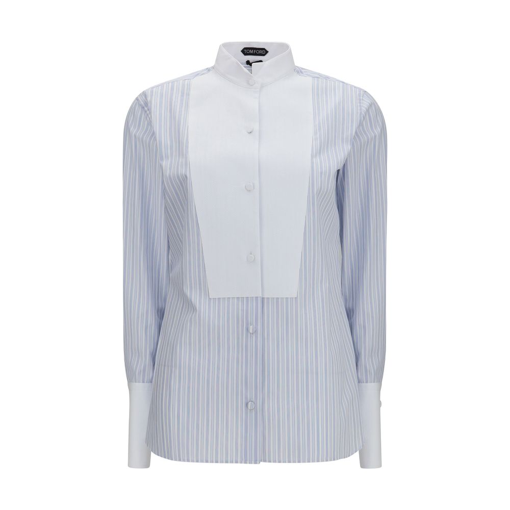 Blaues Baumwollhemd mit Muster Tom Ford