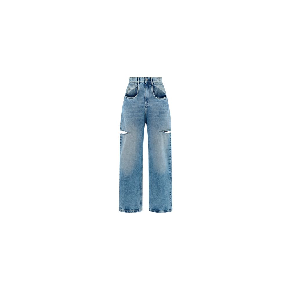 Blaue Jeans aus Baumwolle im geraden Schnitt