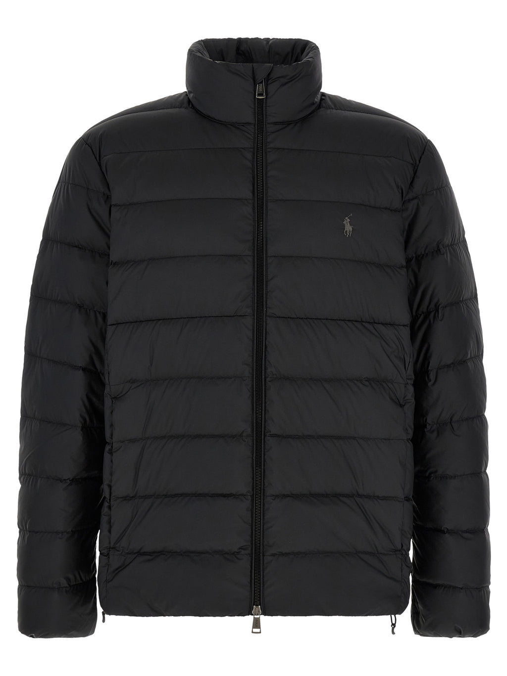 Schwarze Polyester-Jacke in voller Länge