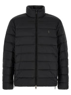 Schwarze Polyester-Jacke in voller Länge