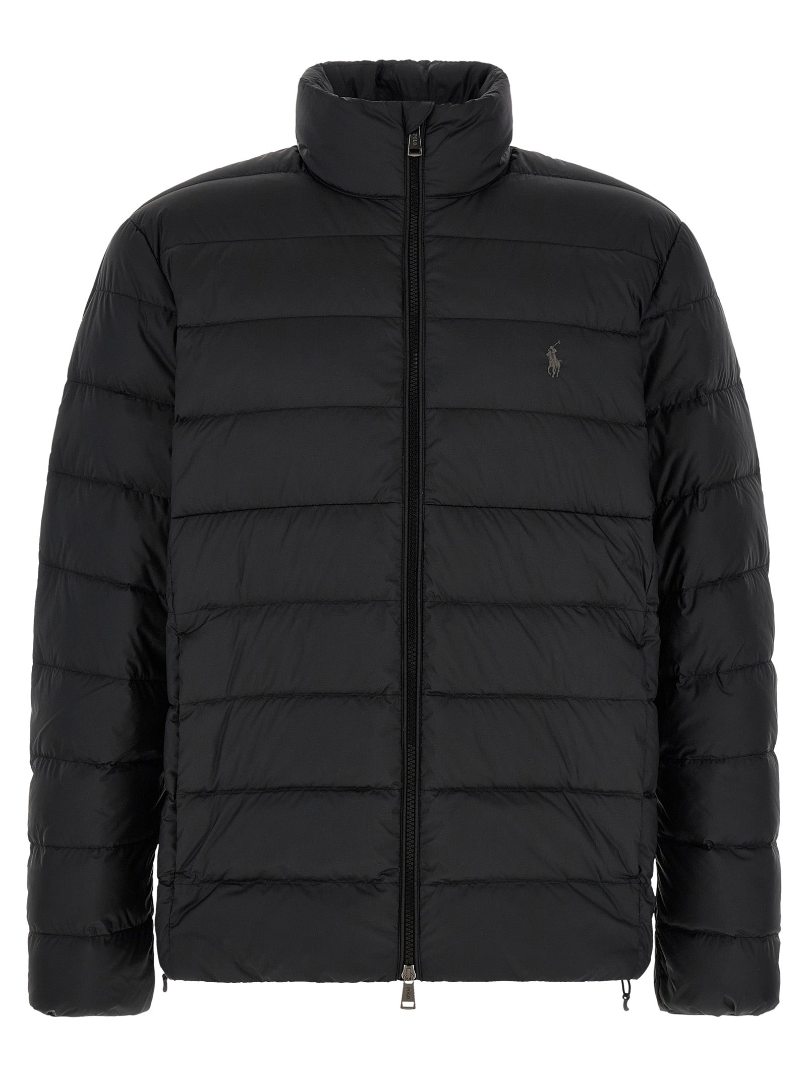 Schwarze Polyester-Jacke in voller Länge