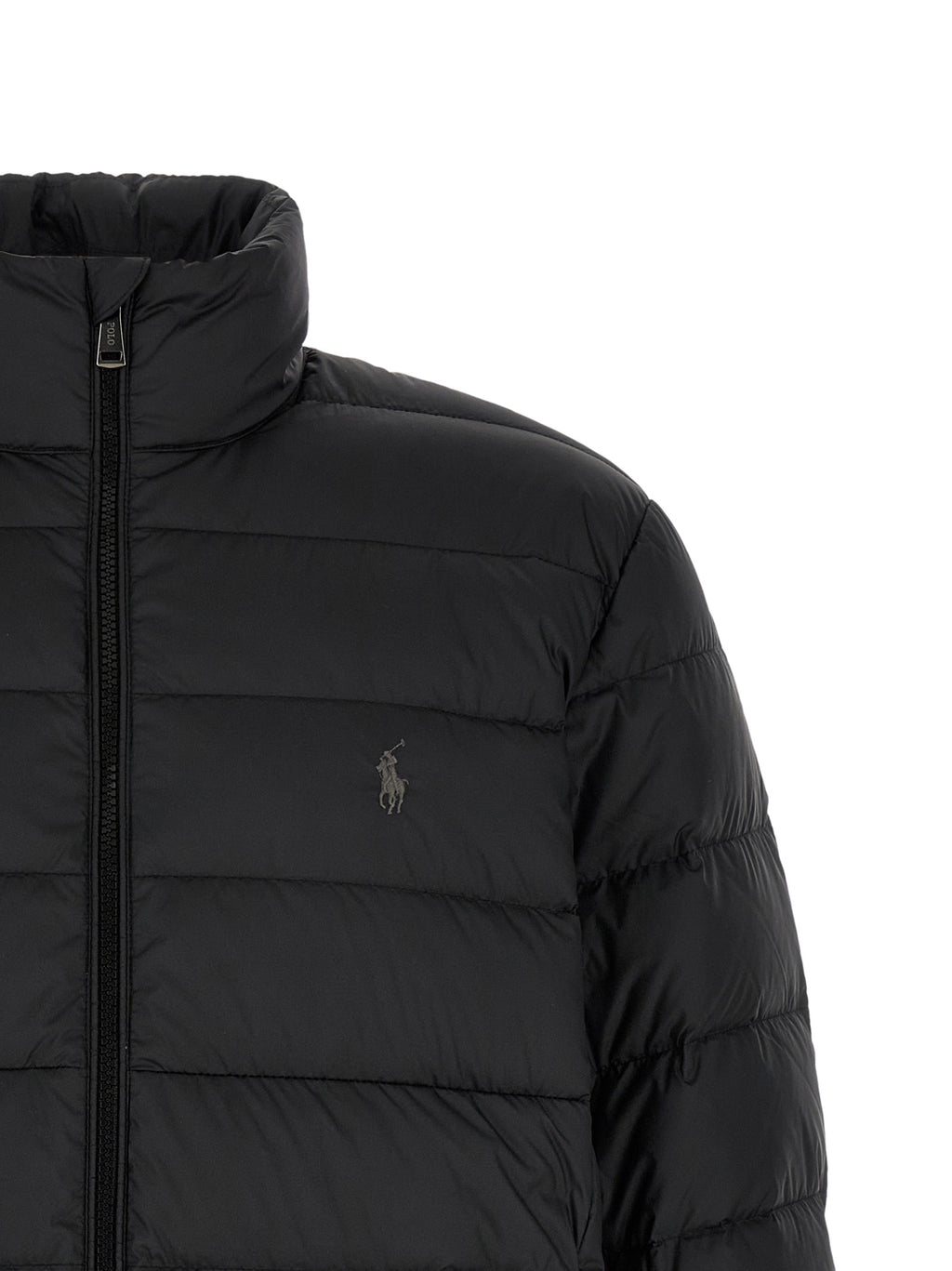Schwarze Polyester-Jacke in voller Länge