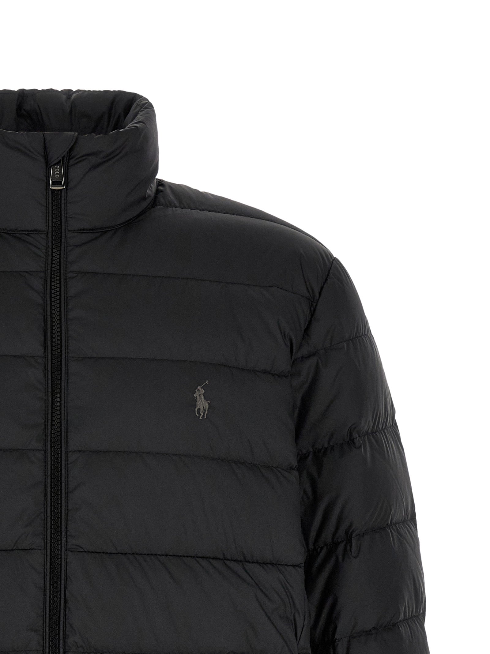 Schwarze Polyester-Jacke in voller Länge